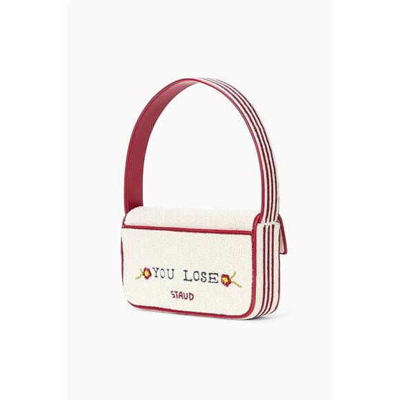 NEW STAUD women's tommy beaded shoulder bag in derby - Picture 2 of 6